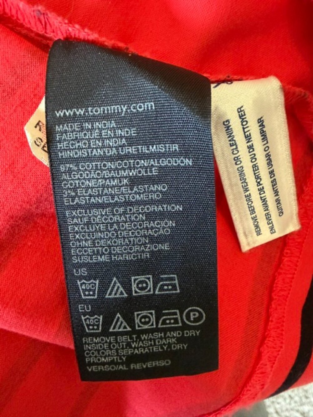 Tommy Hilfiger Red/Blue Stripes Dress Size 10 Cotton Rope Belt Nautical Coastal - Picture 6 of 9